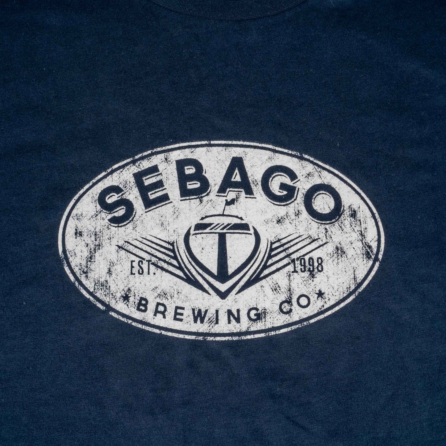 Sebago Distressed Logo Tee - Navy